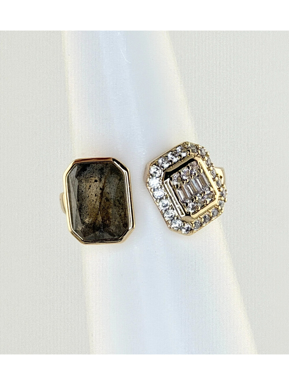 Bomb Party Ring Sz 9 "The Promise Between Ends" Labradorite on Yellow Gold